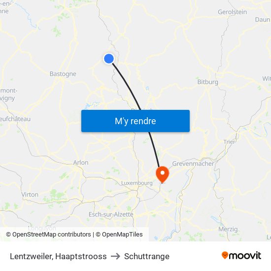 Lentzweiler, Haaptstrooss to Schuttrange map