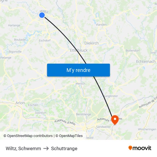 Wiltz, Schwemm to Schuttrange map