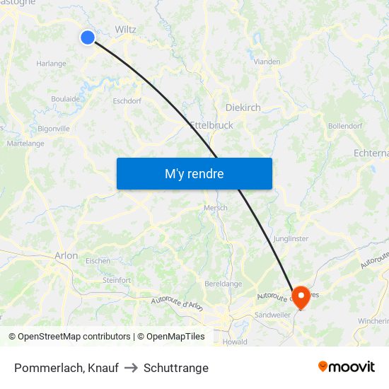 Pommerlach, Knauf to Schuttrange map