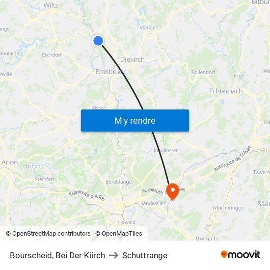 Bourscheid, Bei Der Kiirch to Schuttrange map