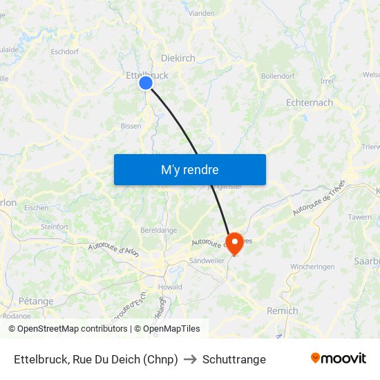 Ettelbruck, Rue Du Deich (Chnp) to Schuttrange map
