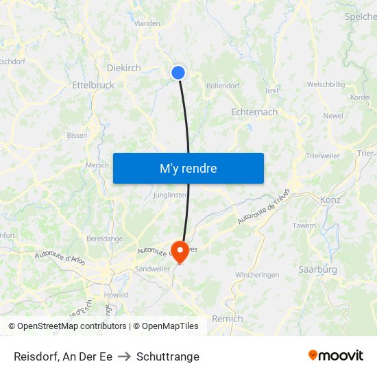Reisdorf, An Der Ee to Schuttrange map