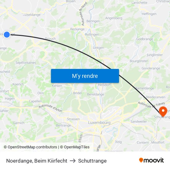 Noerdange, Beim Kiirfecht to Schuttrange map