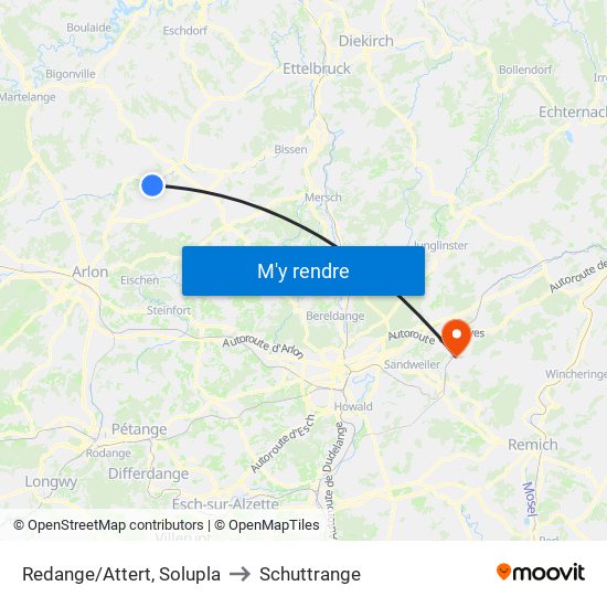 Redange/Attert, Solupla to Schuttrange map