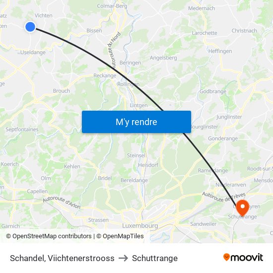 Schandel, Viichtenerstrooss to Schuttrange map