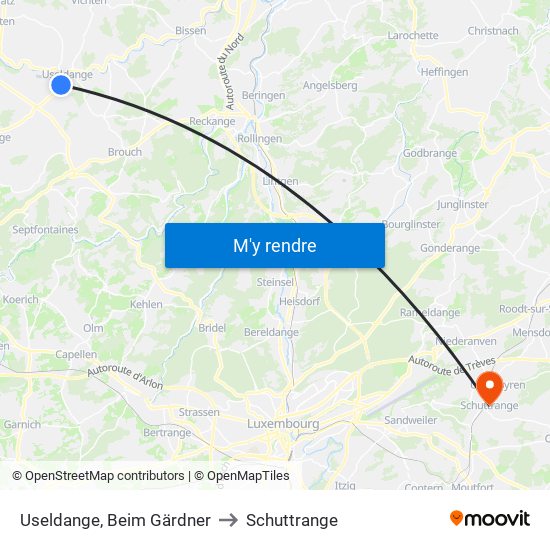 Useldange, Beim Gärdner to Schuttrange map