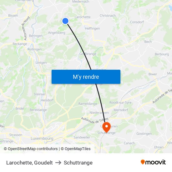 Larochette, Goudelt to Schuttrange map