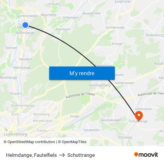 Helmdange, Fautelfiels to Schuttrange map