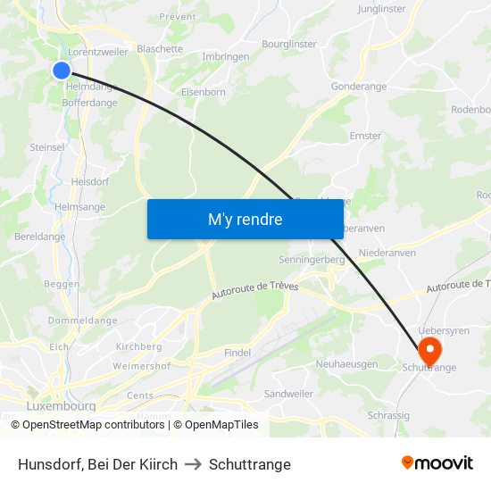 Hunsdorf, Bei Der Kiirch to Schuttrange map