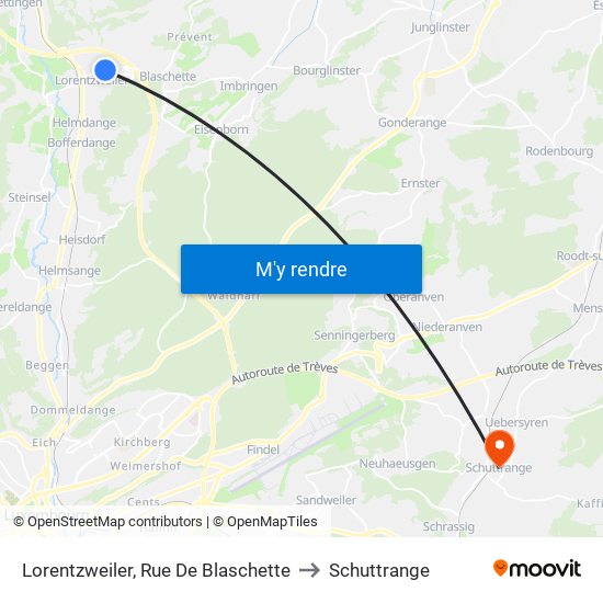 Lorentzweiler, Rue De Blaschette to Schuttrange map