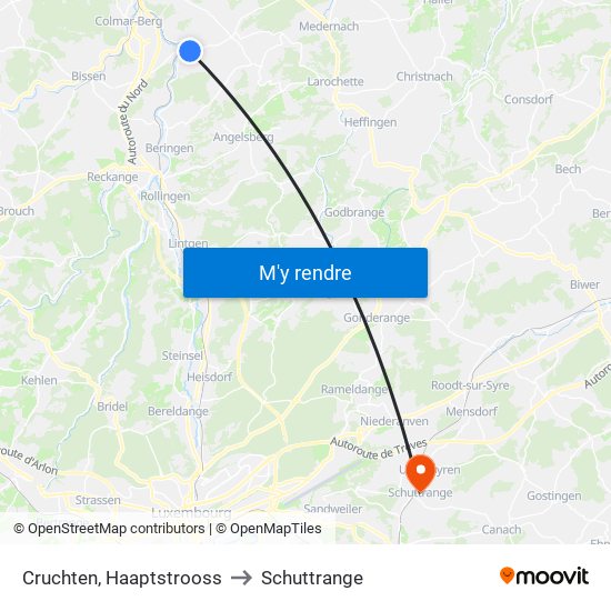 Cruchten, Haaptstrooss to Schuttrange map