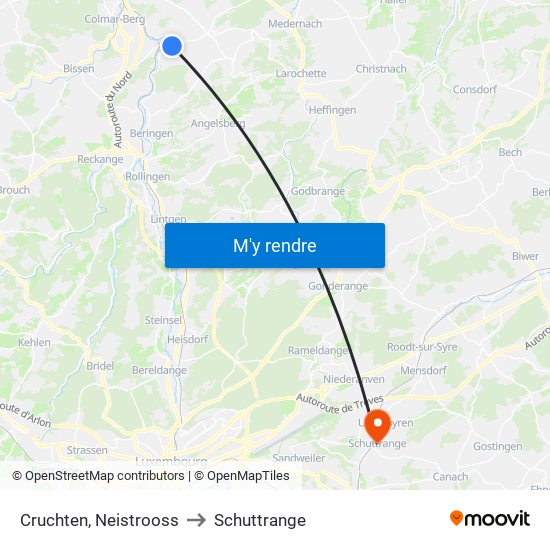 Cruchten, Neistrooss to Schuttrange map