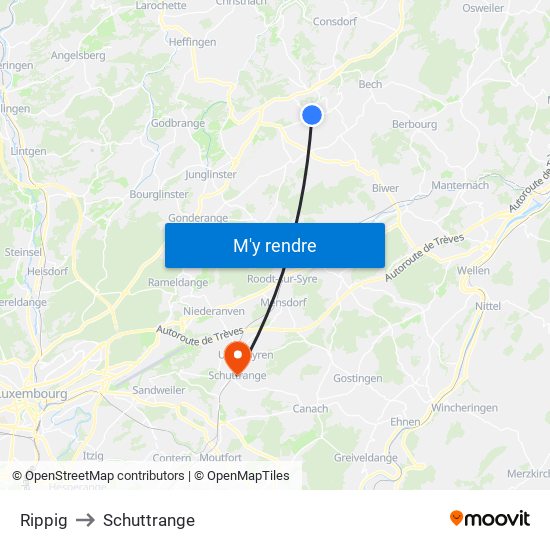 Rippig to Schuttrange map