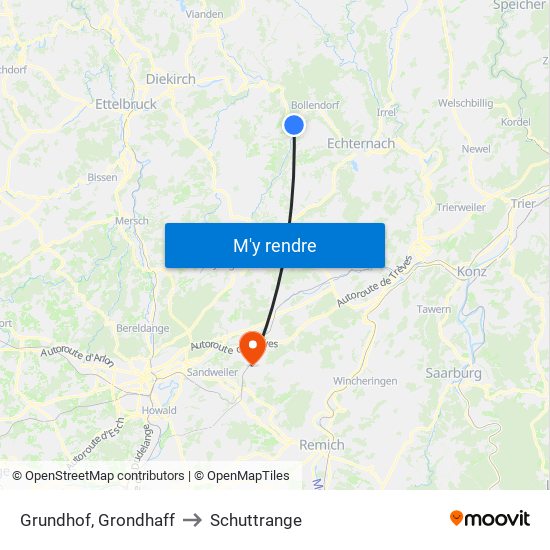 Grundhof, Grondhaff to Schuttrange map