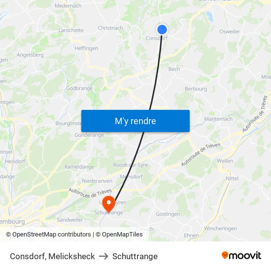 Consdorf, Melicksheck to Schuttrange map