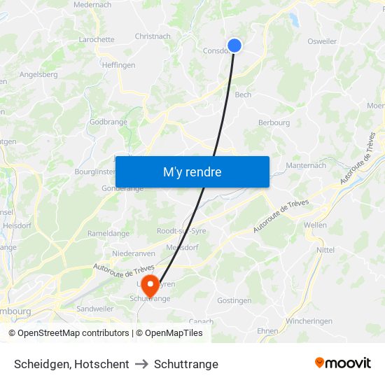 Scheidgen, Hotschent to Schuttrange map