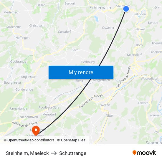 Steinheim, Maeleck to Schuttrange map