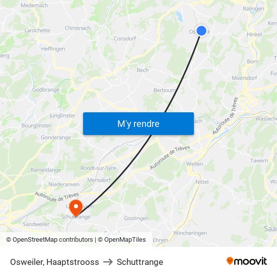 Osweiler, Haaptstrooss to Schuttrange map