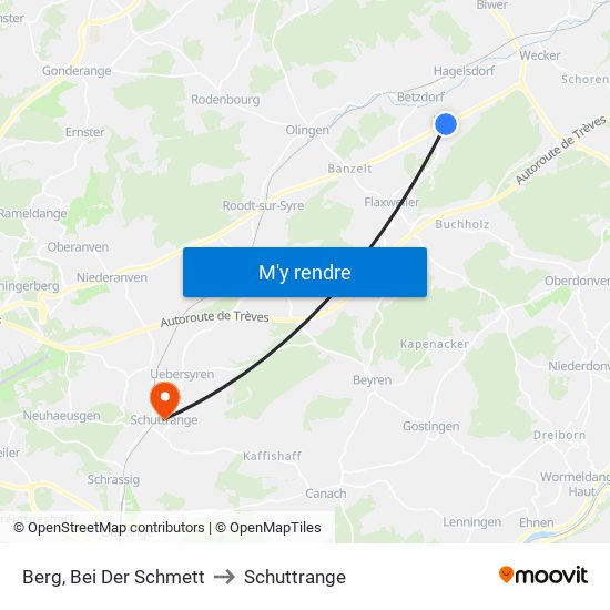 Berg, Bei Der Schmett to Schuttrange map