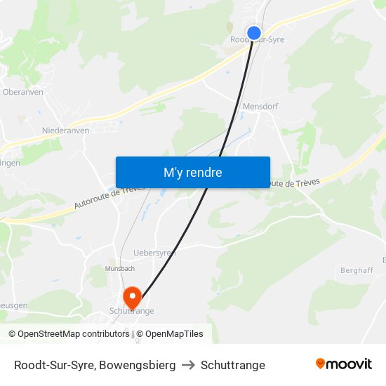 Roodt-Sur-Syre, Bowengsbierg to Schuttrange map