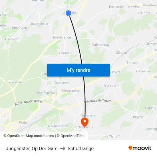 Junglinster, Op Der Gare to Schuttrange map