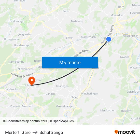 Mertert, Gare to Schuttrange map