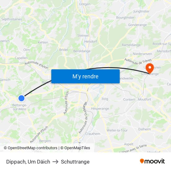 Dippach, Um Däich to Schuttrange map