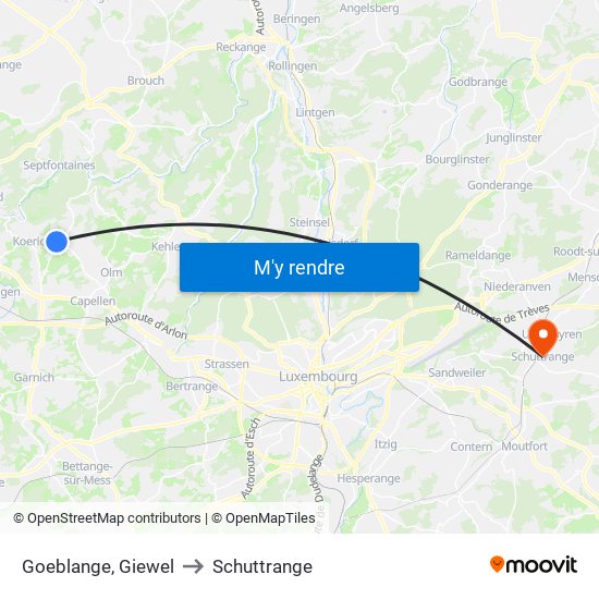 Goeblange, Giewel to Schuttrange map