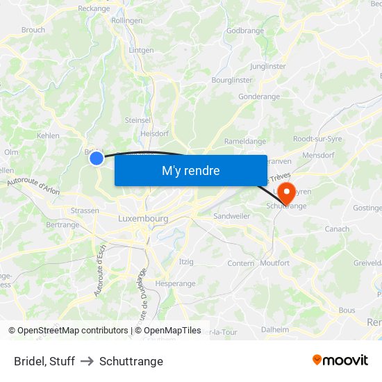 Bridel, Stuff to Schuttrange map