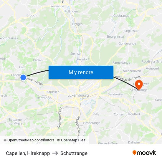 Capellen, Hireknapp to Schuttrange map