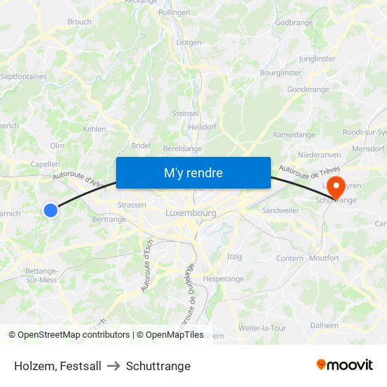 Holzem, Festsall to Schuttrange map