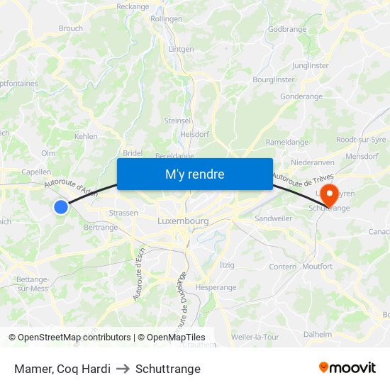 Mamer, Coq Hardi to Schuttrange map