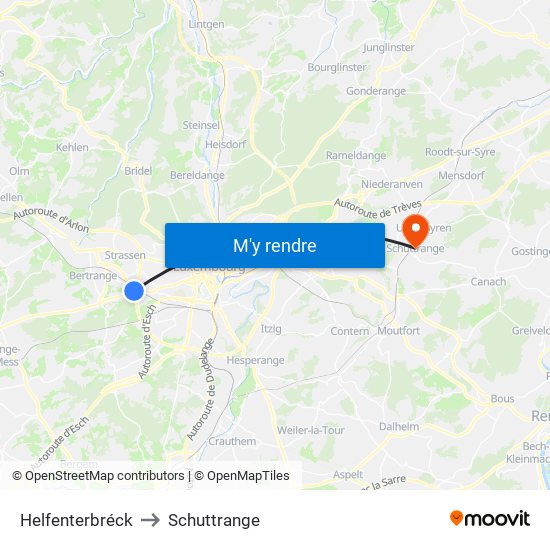 Helfenterbréck to Schuttrange map