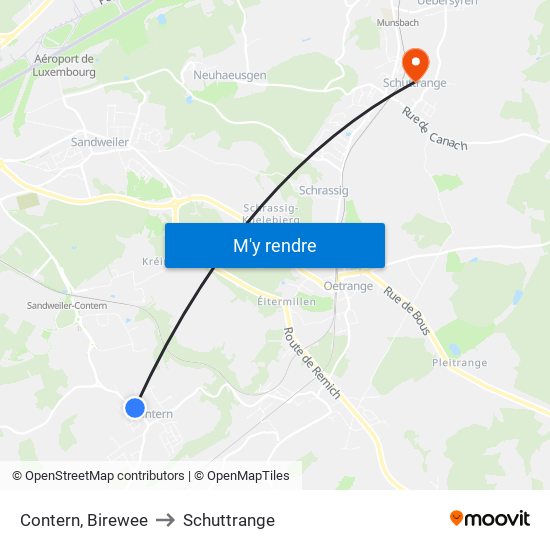 Contern, Birewee to Schuttrange map