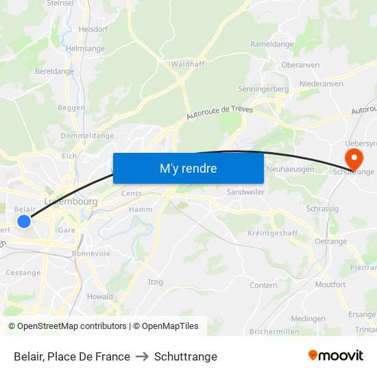 Belair, Place De France to Schuttrange map