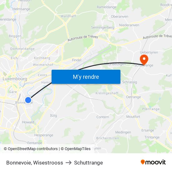 Bonnevoie, Wisestrooss to Schuttrange map