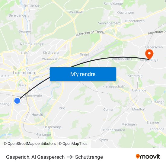 Gasperich, Al Gaasperech to Schuttrange map