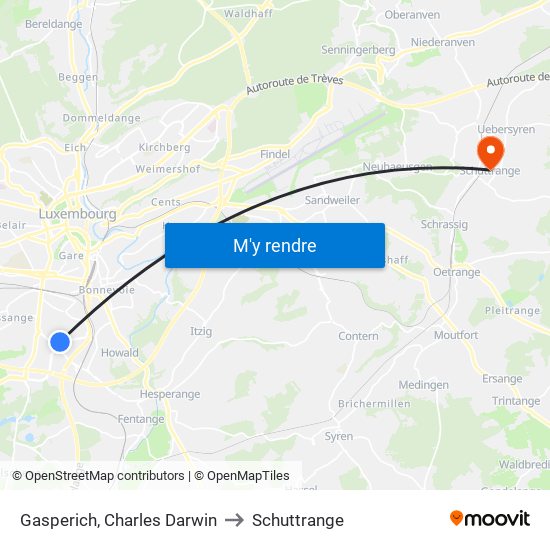 Gasperich, Charles Darwin to Schuttrange map