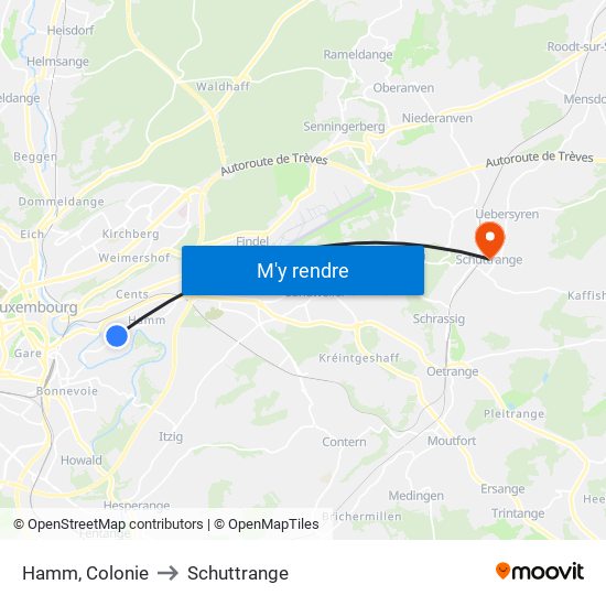 Hamm, Colonie to Schuttrange map