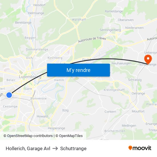 Hollerich, Garage Avl to Schuttrange map