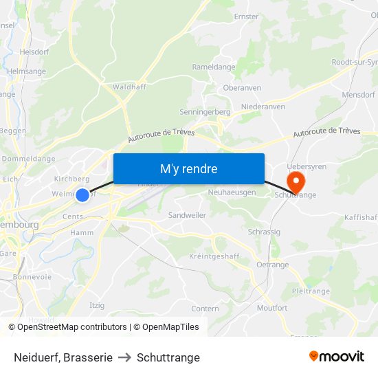 Neiduerf, Brasserie to Schuttrange map