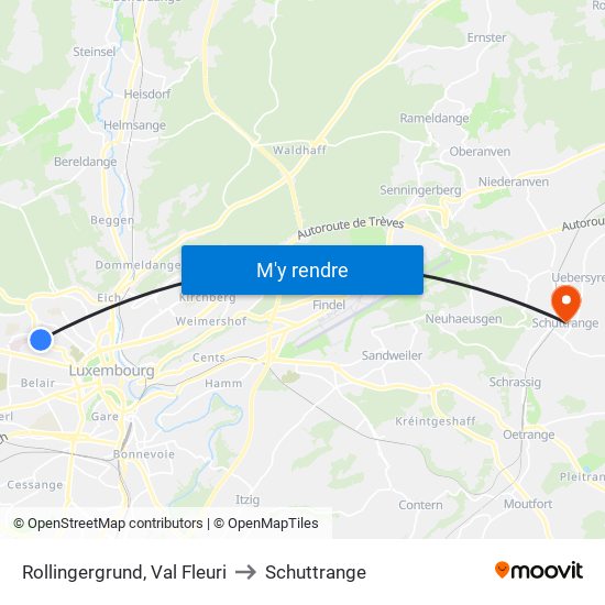 Rollingergrund, Val Fleuri to Schuttrange map