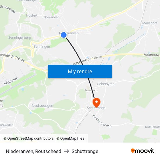 Niederanven, Routscheed to Schuttrange map