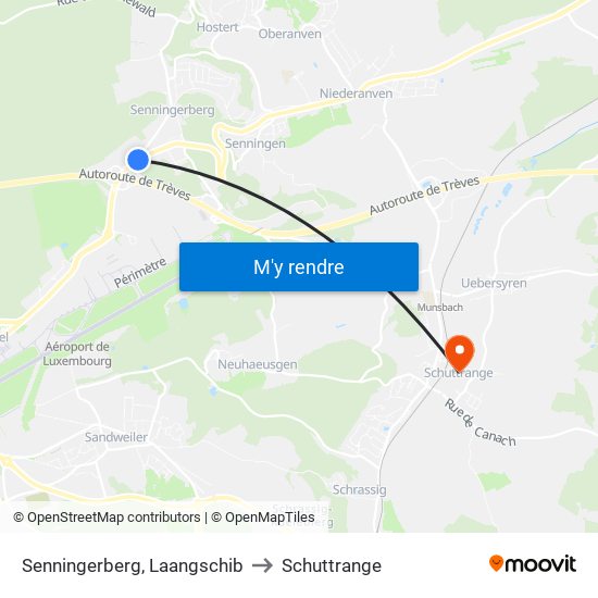 Senningerberg, Laangschib to Schuttrange map