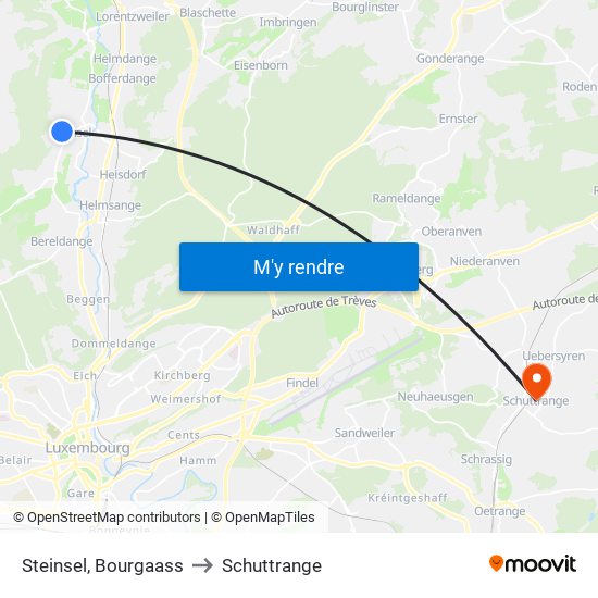 Steinsel, Bourgaass to Schuttrange map