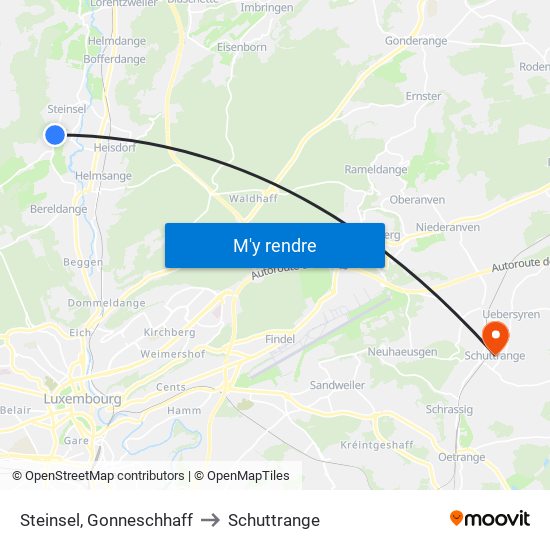 Steinsel, Gonneschhaff to Schuttrange map