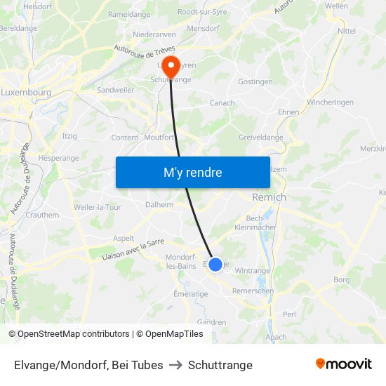 Elvange/Mondorf, Bei Tubes to Schuttrange map