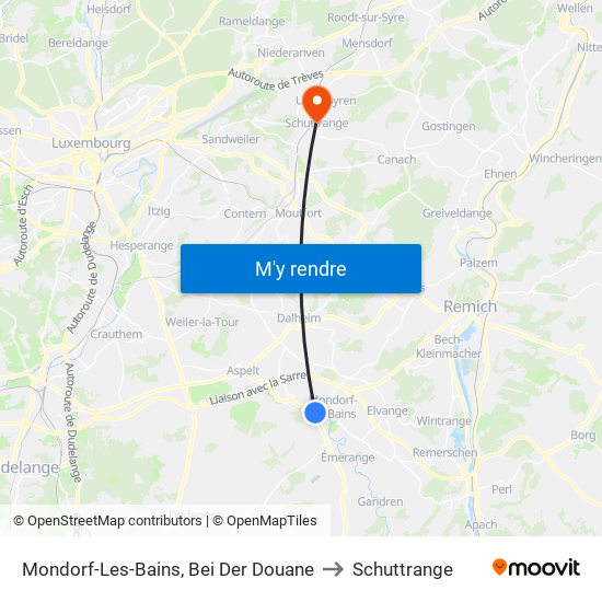 Mondorf-Les-Bains, Bei Der Douane to Schuttrange map
