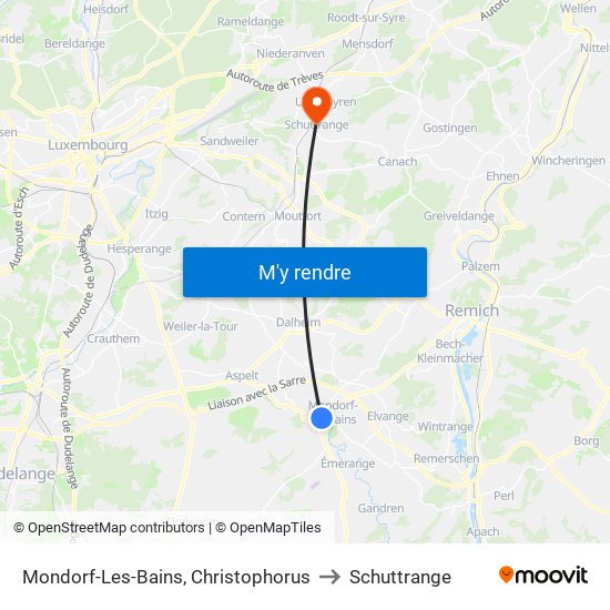 Mondorf-Les-Bains, Christophorus to Schuttrange map