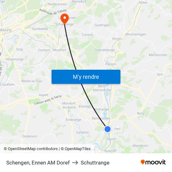 Schengen, Ennen AM Doref to Schuttrange map